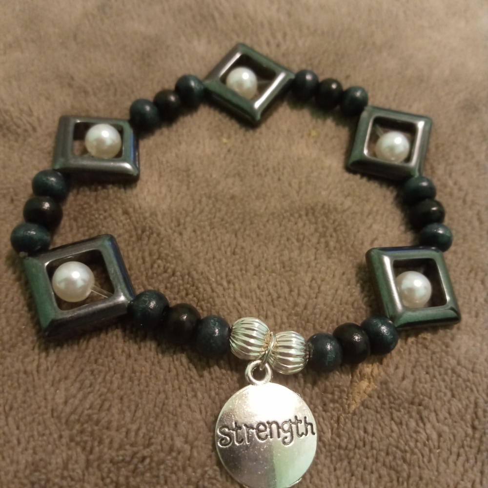 Black and blue bead bracelet